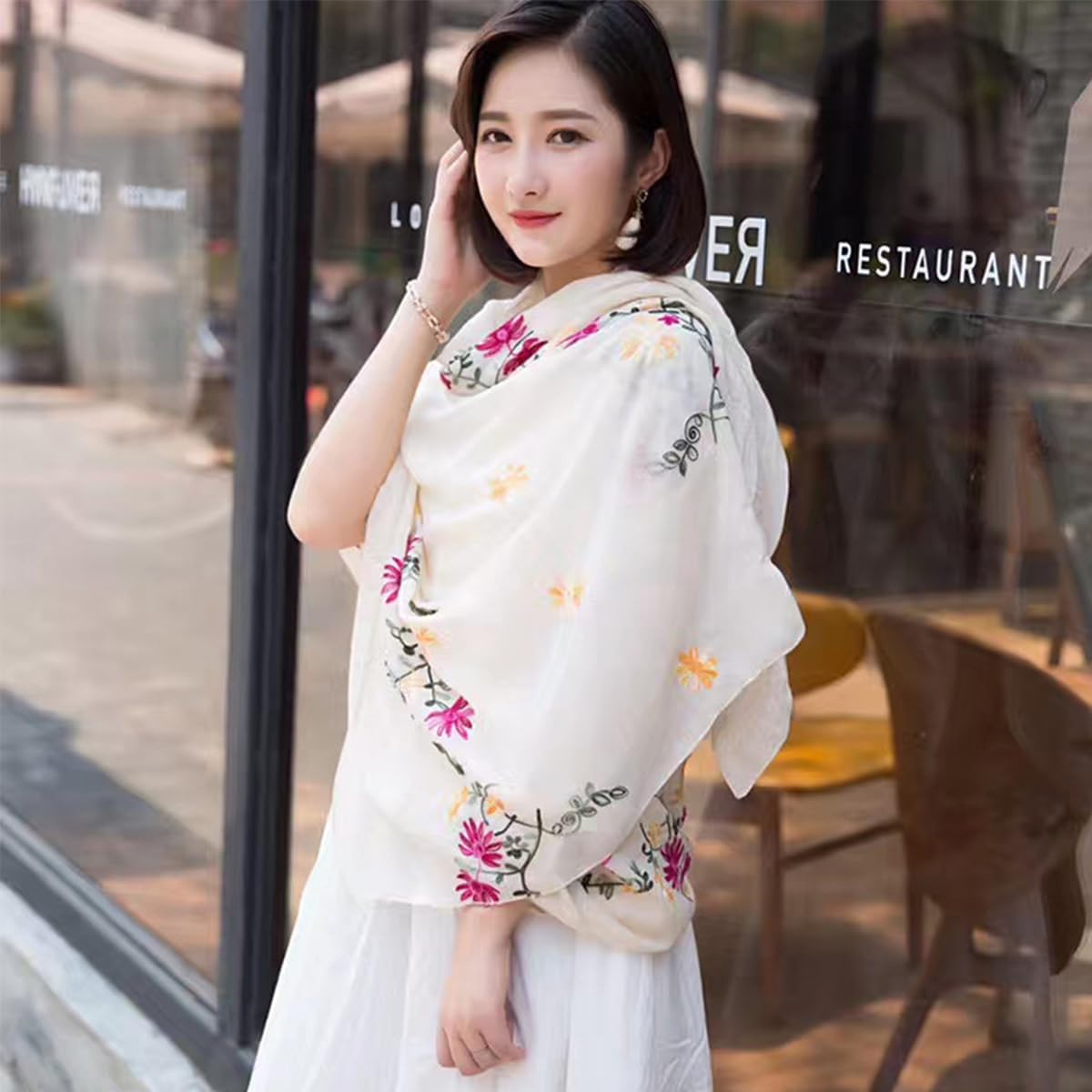 Floral Print Shawl Fashion Shawls Flower Printed Scarves Long Large Boho Scarf for Women - Image 4
