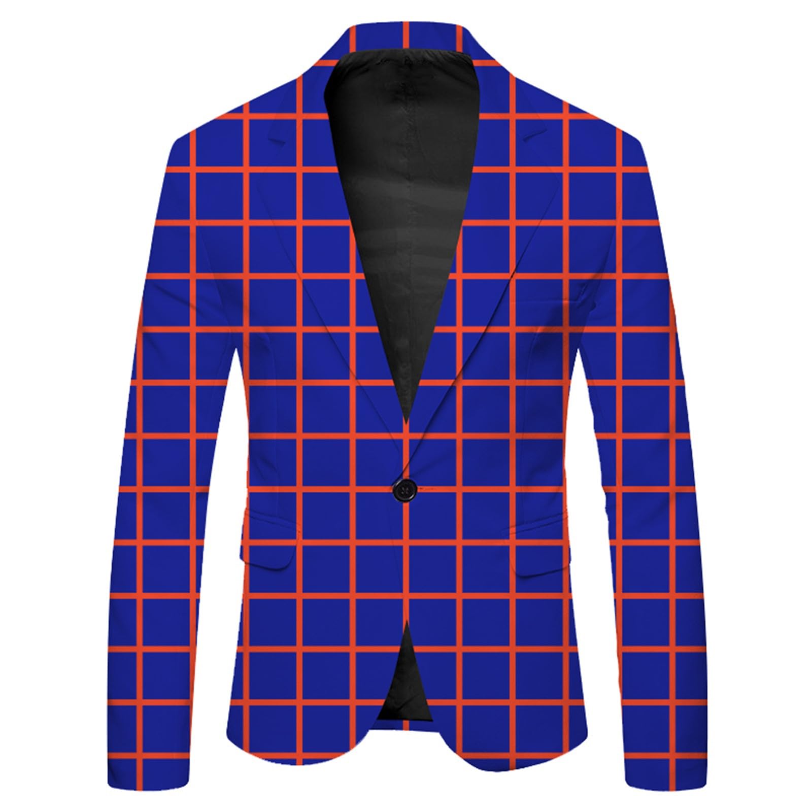 Chaqueta de otoño e invierno para hombre, de manga larga, con solapa y botones estampados a cuadros grandes, informal, a la moda, traje de negocios