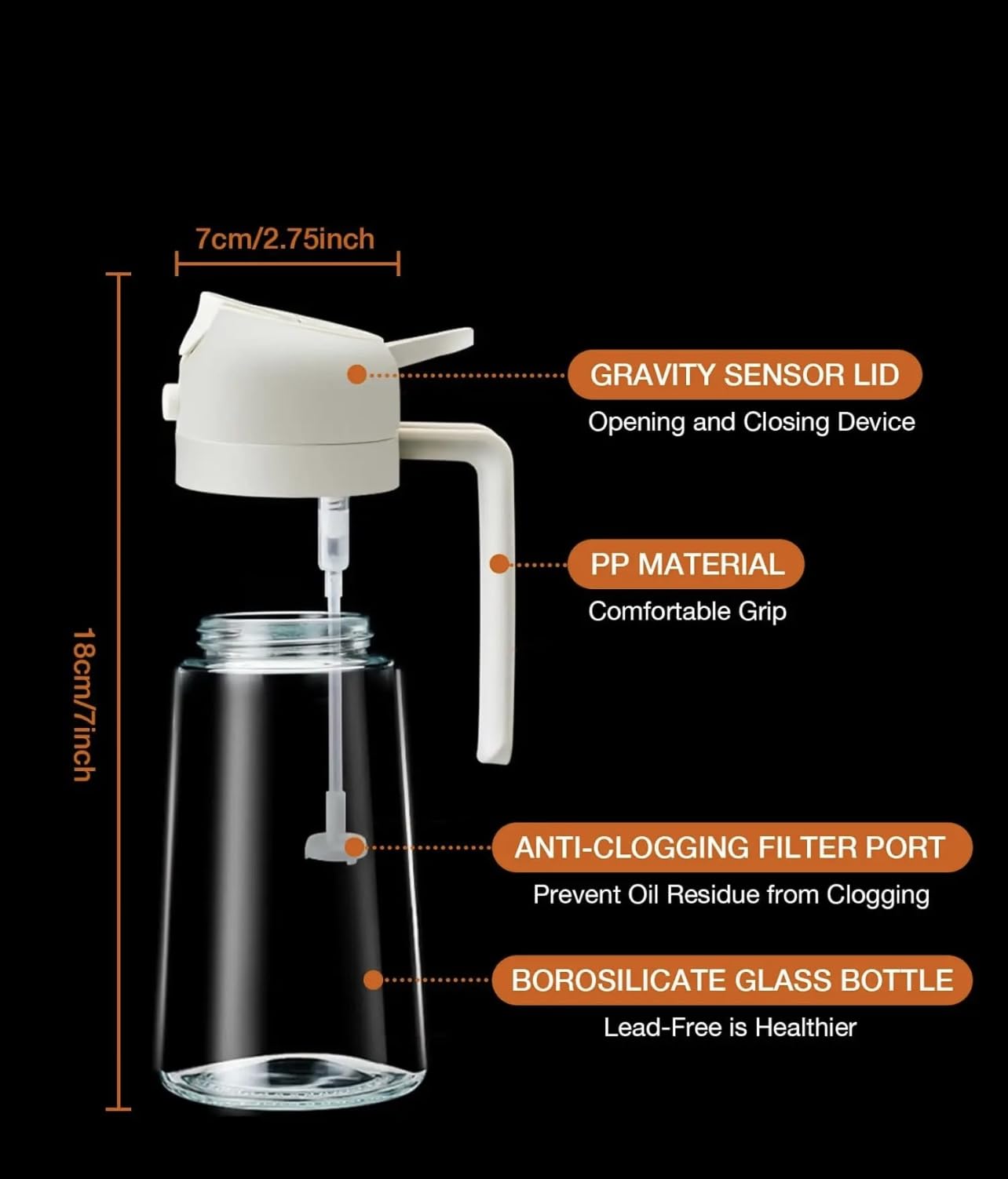 Laibis Collection 2 in 1 oil Dispenser including Oiling Brush, Food Tong & Cleaning Brush, 2 in 1 Olive Oil Dispenser and Oil Sprayer - Oil Sprayer for Cooking, Kitchen, Salad, Barbecue Black