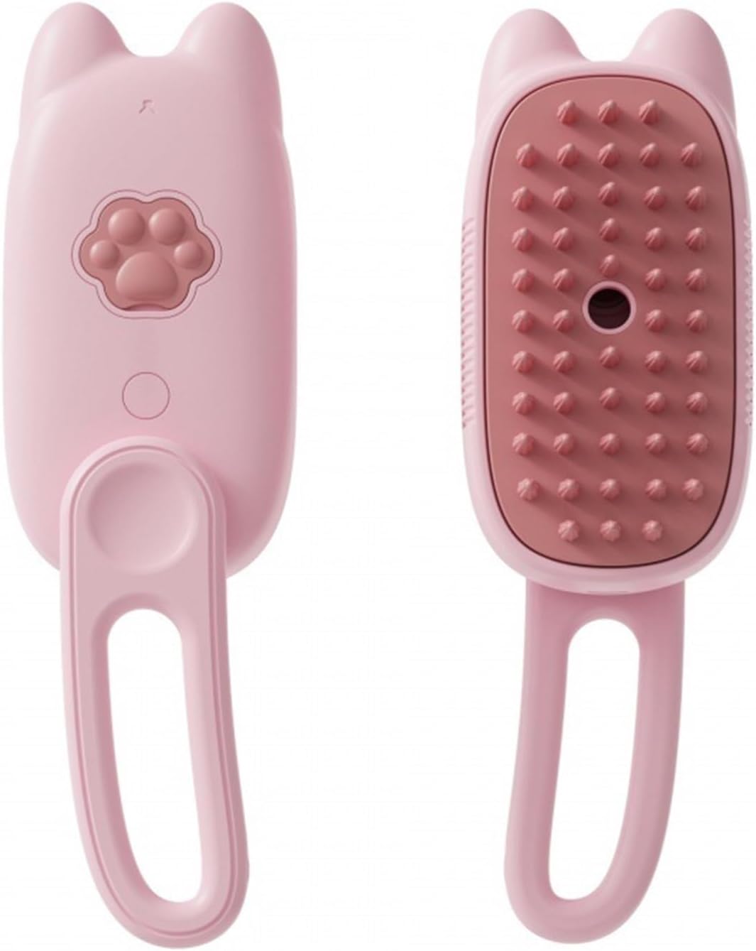Cat and Dog pet Spray Massage Brush one-Button steam Spray Foldable rotatable Floating Hair Bathing Hair Removal Brush(Rotating cat-Shaped Pink)