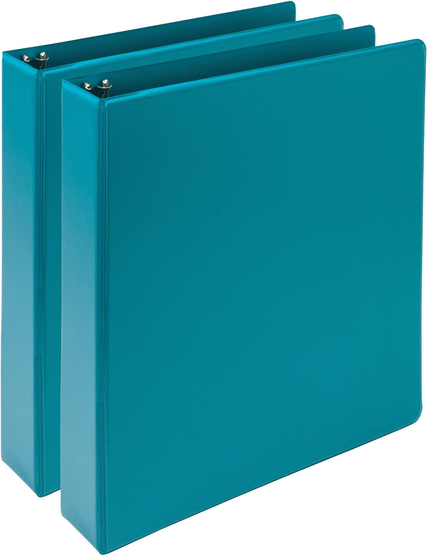 Samsill Plant Based Durable 1.5 Inch 3 Ring Binders, Made in The USA, Fashion Clear View Binders, Up to 25% Plant Based Plastic, Turquoise, 2 Pack (MP286577)