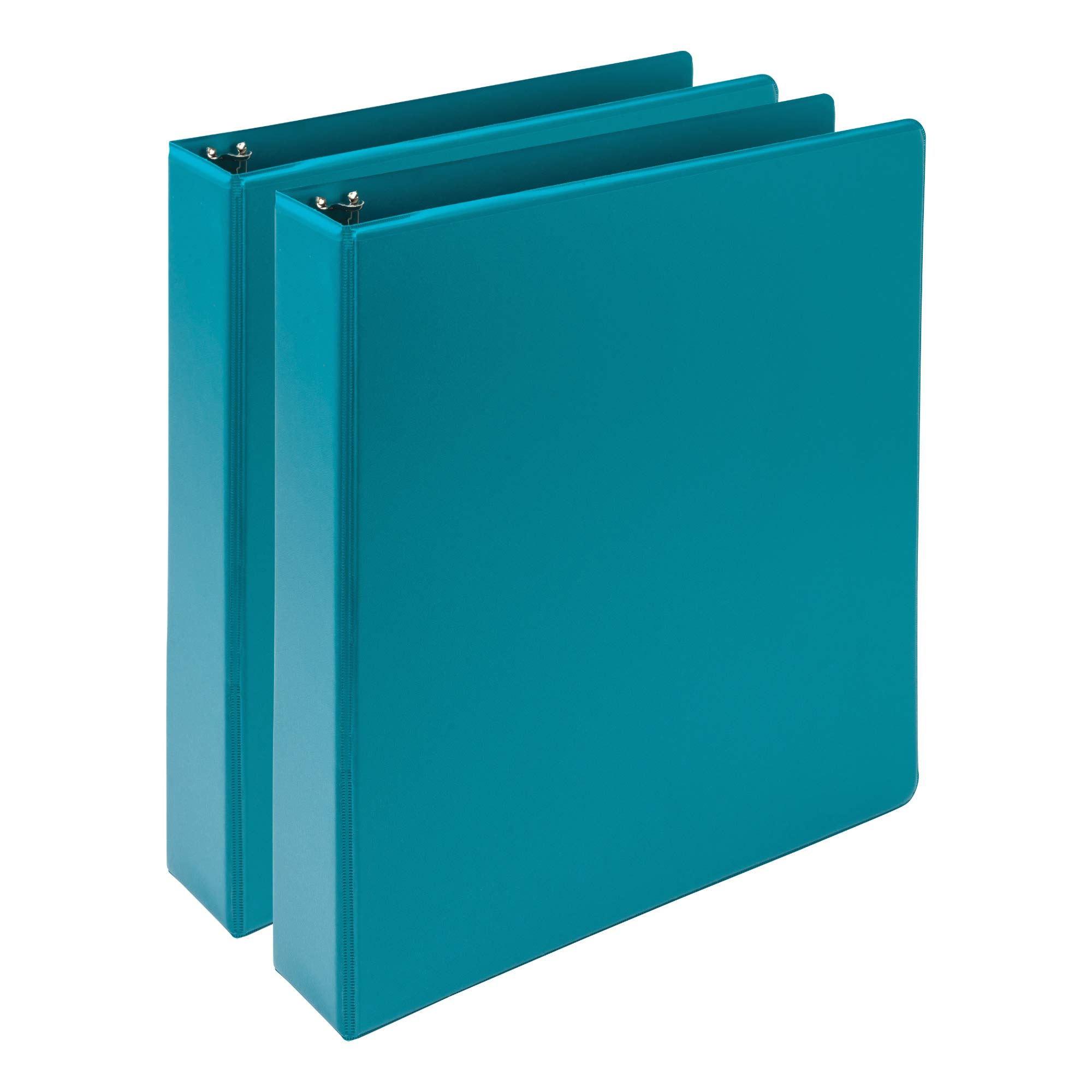 Samsill Plant Based Durable 1.5 Inch 3 Ring Binders, Made in The USA, Fashion Clear View Binders, Up to 25% Plant Based Plastic, Turquoise, 2 Pack (MP286577)