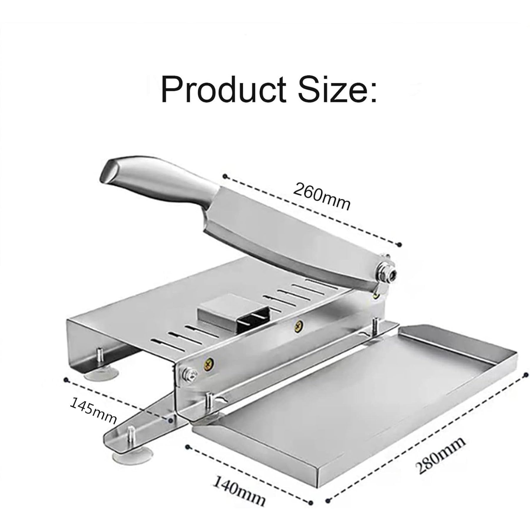 Ręczna krajalnica do mięsa kostnego, krajalnica do żywności ze stali nierdzewnej do żeber, ryb, kurczaka, wołowiny, mrożonego mięsa i warzyw, ostrze 26 cm