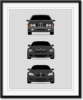BMW M6 Generations Inspired Poster Print Wall Art of the History and Evolution of the M6 (BMW Car Models: E24, E63 E64, F12 F13) (Unframed)
