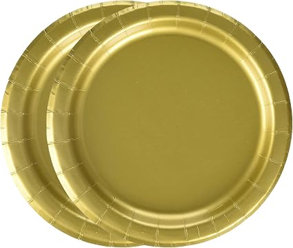 50 Pièces Assiettes en Carton Jetables et Dorées