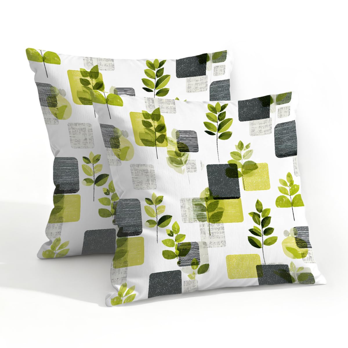 Outdoor Pillow Covers Waterproof Pillowcases 20x20in Set of 2 Modern Geometric Botanical Leaves Decorative Throw Cushion Case for Couch Sofa Garden Patio Furniture