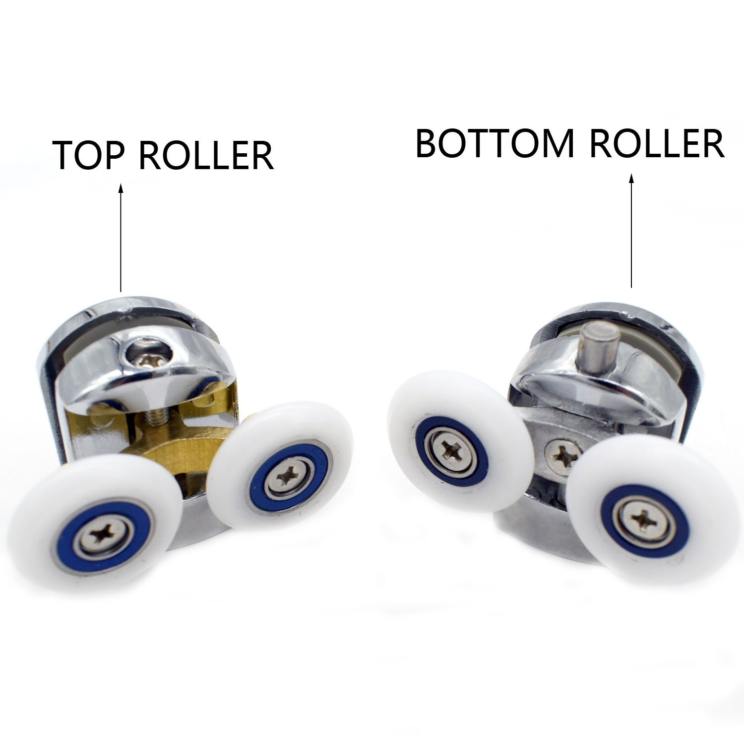 Set da 8 in lega di zinco doppia doccia porta rulli Runners ruote pulegge 25 mm diametro ruota superiore e inferiore per bagno, parti di ricambio