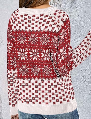 Image of Girls Christmas Pullover Sweaters Reindeer Elk Snow Long Sleeve Crew Neck Chunky Tops