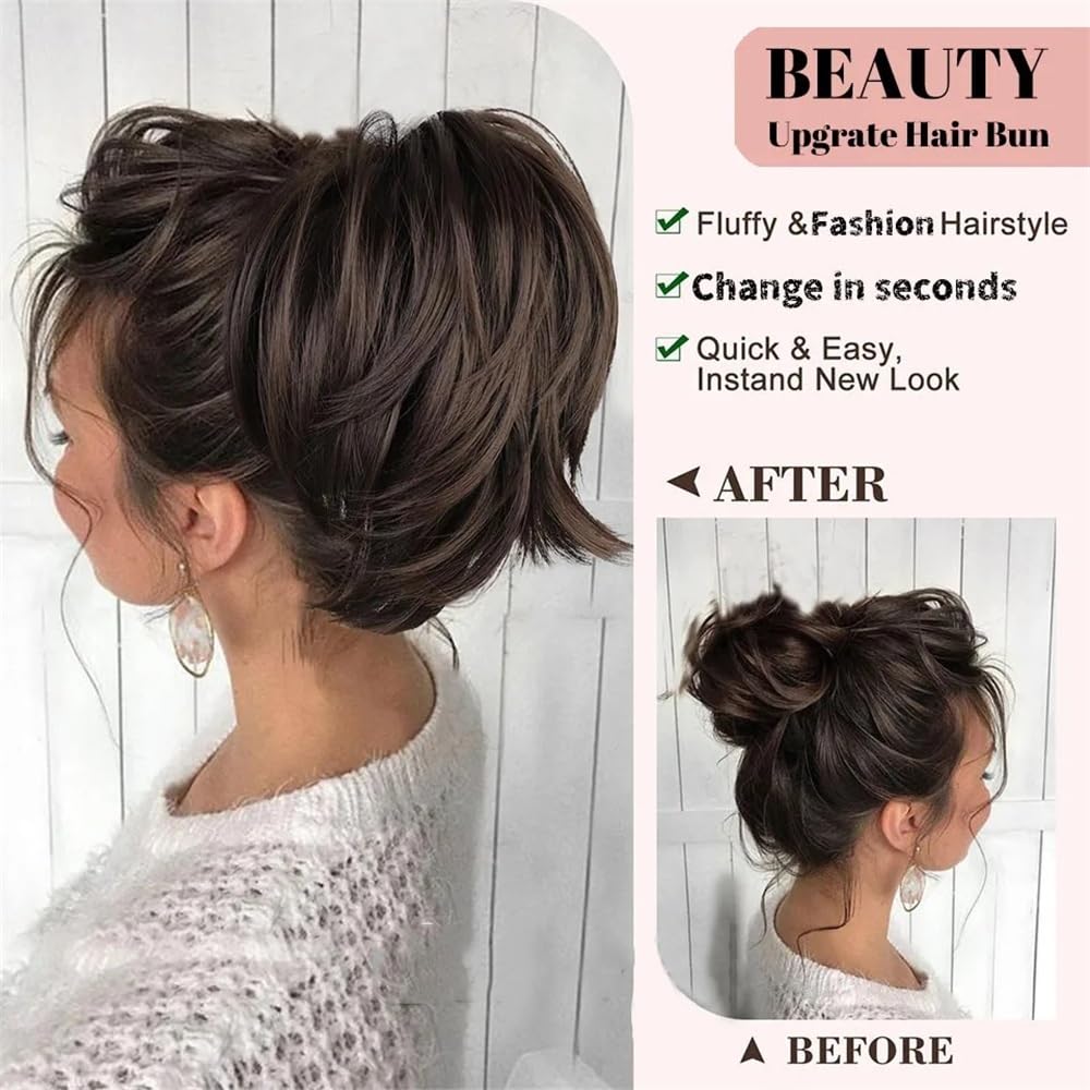 Kok do włosów Messy Claw Clip Bun treska dla kobiet krótki prosty wysoki kucyk przedłużenie potargane upięte fryzura kok do włosów treska (P1B/30)