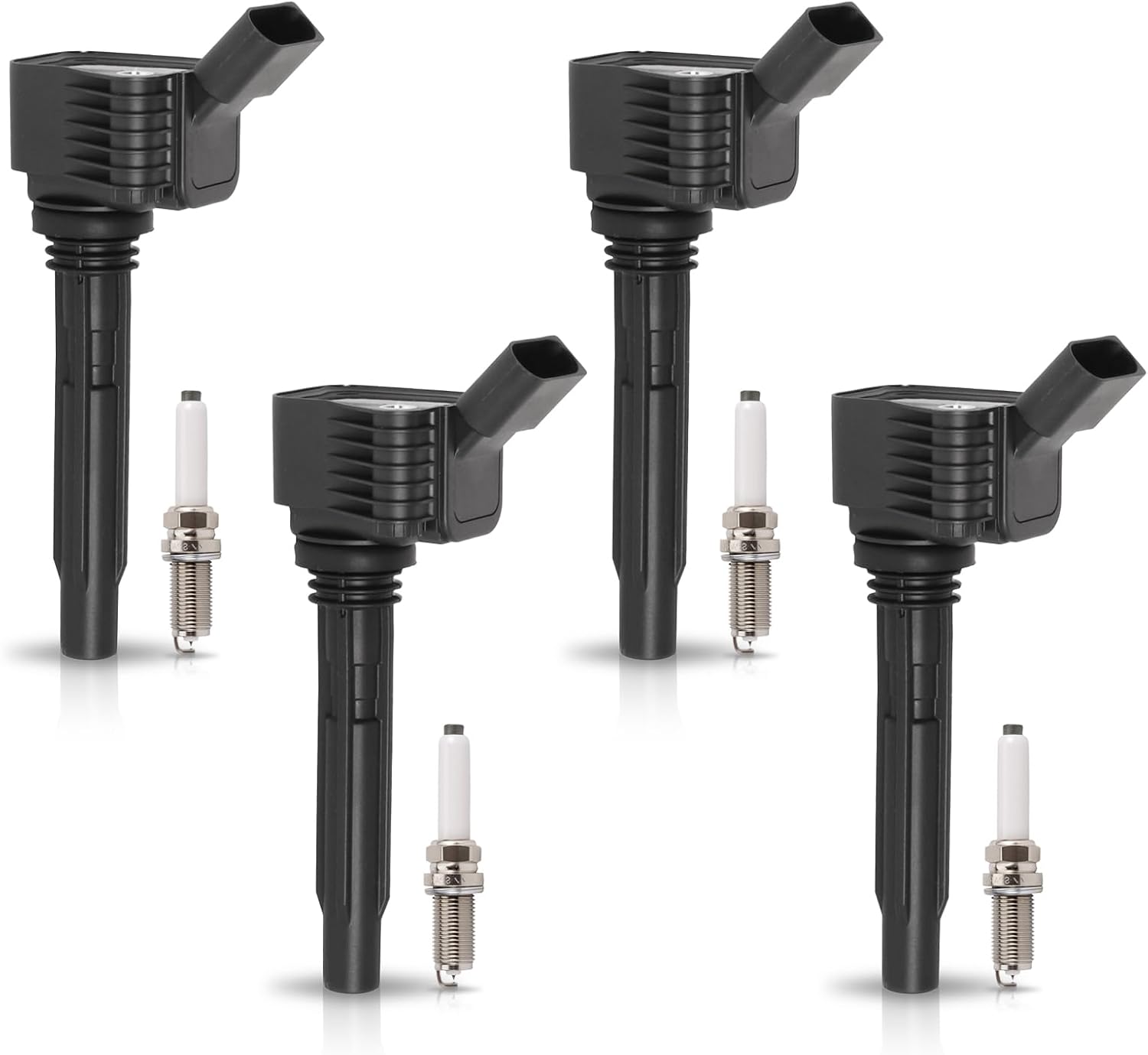 Set of 4 Ignition Coil Pack and Spark Plugs Compatible with 1.8 2014 2015 2016 2017 2018 2019 2020 VW Volkswagen Audi Passat Jetta Tiguan Beetle GTI Golf Audi S3 A3 A4 Q3 Replacement for UF765 UF716