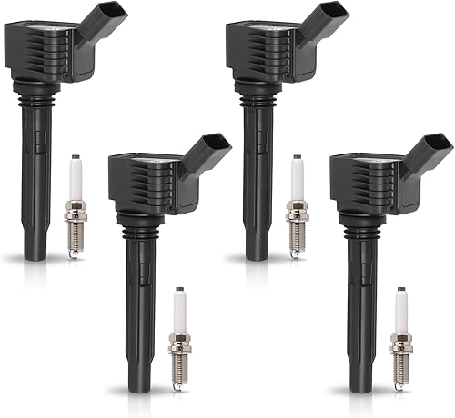 ENA Juego de 4 bobinas de encendido y bujías compatibles con Audi Volkswagen A3 A4 A5 A6 Quattro Allroad Sportback Q5 Q7 S3 TT Beetle Golf GTI Jetta