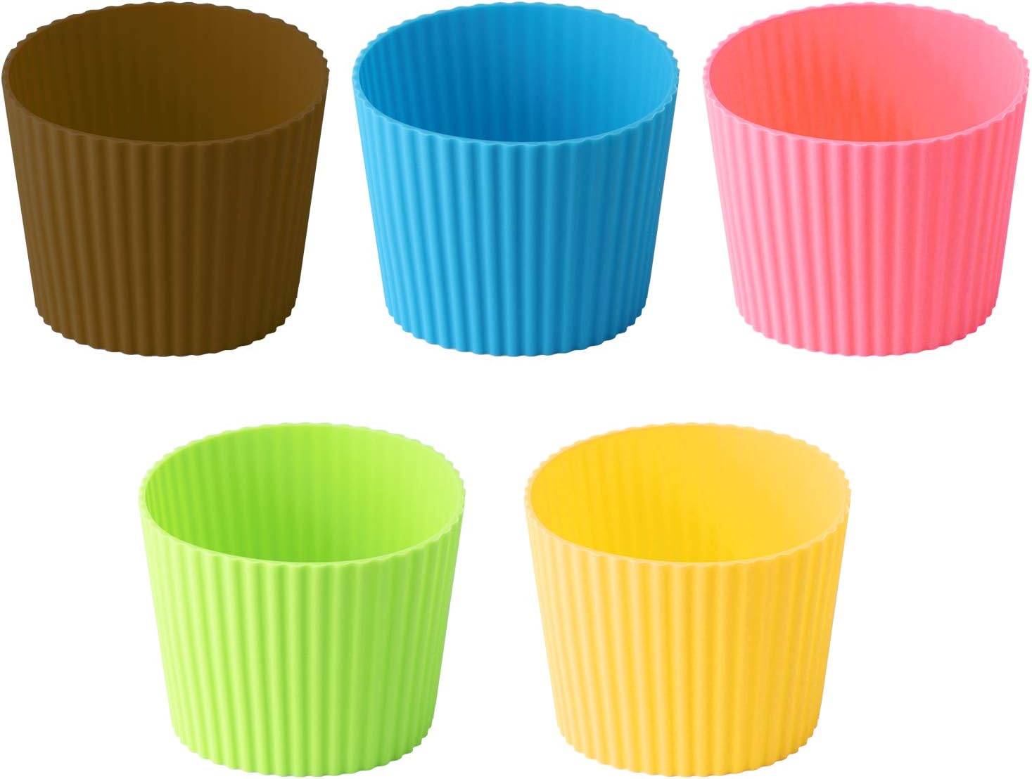 5pcs Assorted Colors Heat-resistant Silicone Nonslip Coffee Cup Sleeve,Resistant Reusable Glass Bottle Mug Cup Sleeve Protector Cover