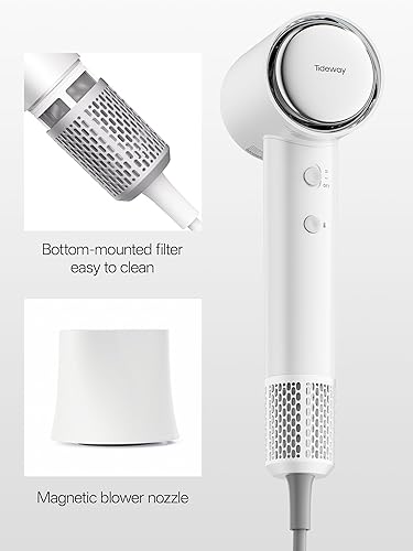 Miniatura 8 de Tideway Secador de pelo, secador de pelo con difusor, Ionic Professional de alta velocidad 1500 W de bajo ruido, motor sin escobillas de 110,000