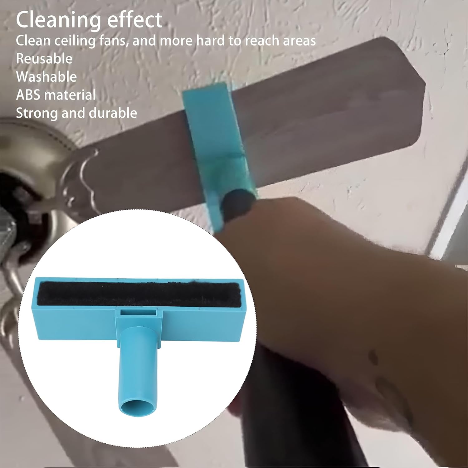 Ceiling Fan Blade Cleaning Brush, Washable Reusable, Blue image 3