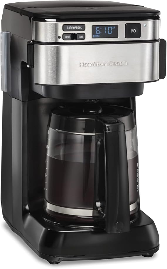 Hamilton Beach Programmable Coffee Maker, 12 Cups, Front Access Easy Fill, Black (46310) & Hamilton Beach Permanent Gold Tone Filter, Fits Most 8 to 12-Cup Coffee Makers (80675R/80675)
