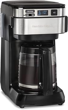 Hamilton Beach Programmable Coffee Maker, 12 Cups, Front Access Easy Fill, Black (46310) & Hamilton Beach Permanent Gold Tone Filter, Fits Most 8 to 12-Cup Coffee Makers (80675R/80675)