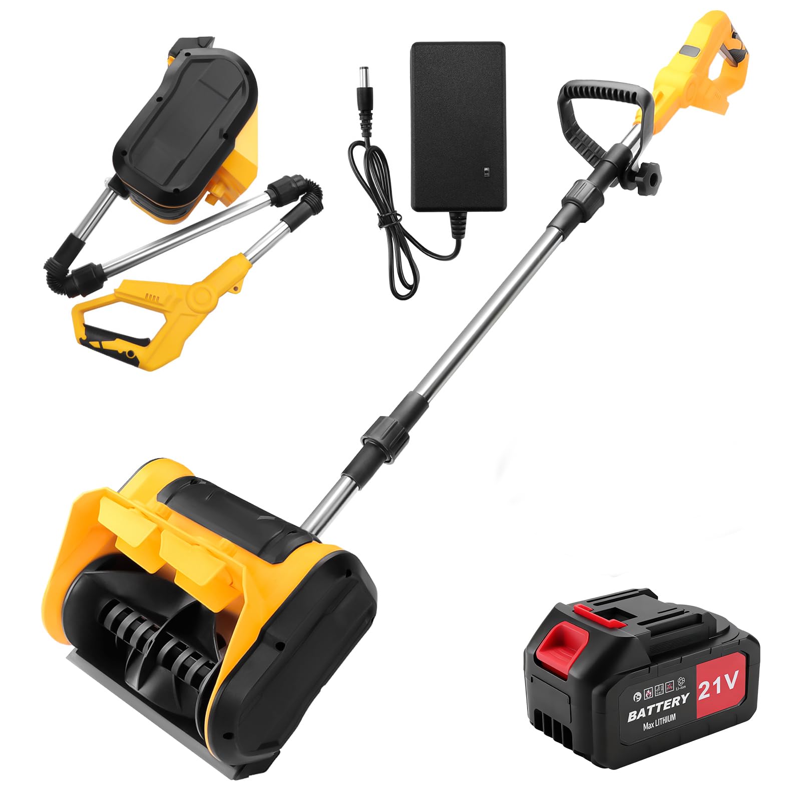 Deneigeuse Electrique 650W Fraise a Neige Pliable Fraises de Déneigement Snow Blower Batterie électrique 2.0 Ah avec Chargeur, Largeur de Déblaiement 28 cm/14cm Räumhöhe