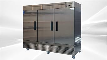 Commercial 3 Door Reach in Freezer,ETL Upright 83" W 64 cu. ft. Heavy Duty Stainless Steel