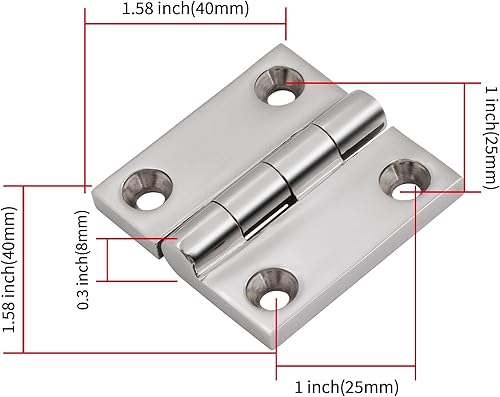 Miniatura 12 de Bisagras de acero inoxidable 316, grado marino, 2 x 2 pulgadas, bisagras de escotilla de barco de alta resistencia (1.969 in x 1.969 in), paquete