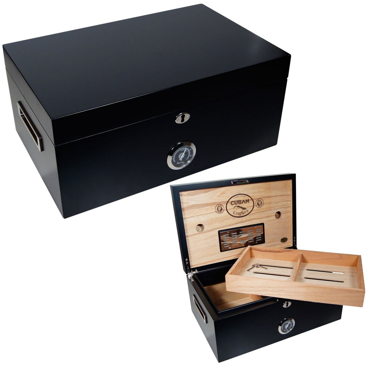 New Cigar Humidor Cuban Crafters Murcielago Humidors Box for 150 Cigars (Black )