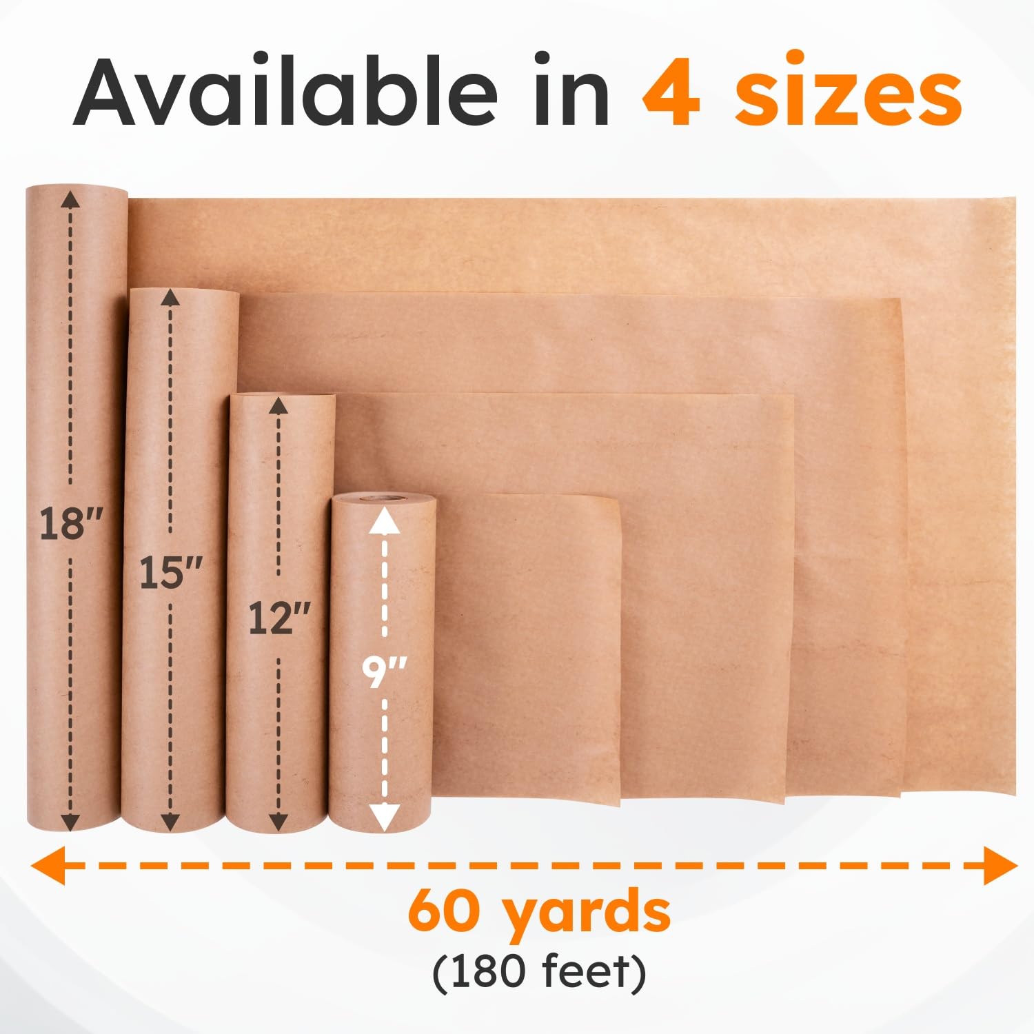 Paclord Rolka papieru maskującego 23 cm x 60 jardów (4 sztuki) – Made in USA uniwersalny papier maskujący do malowania – papier malarski do ochrony przed rozpryskami i nadmiernym spryskiwaniem
