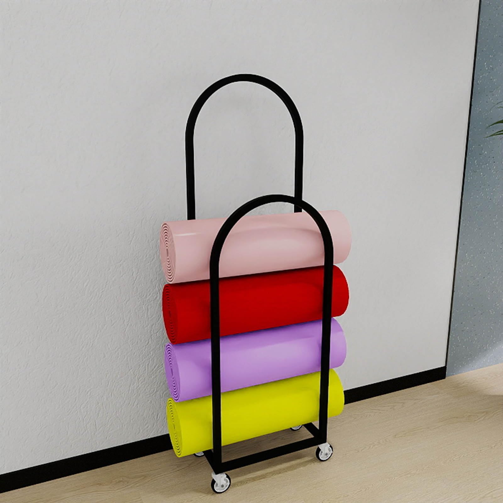 Soporte para esterilla de yoga de pared resistente que soluciona el desorden en tu estudio