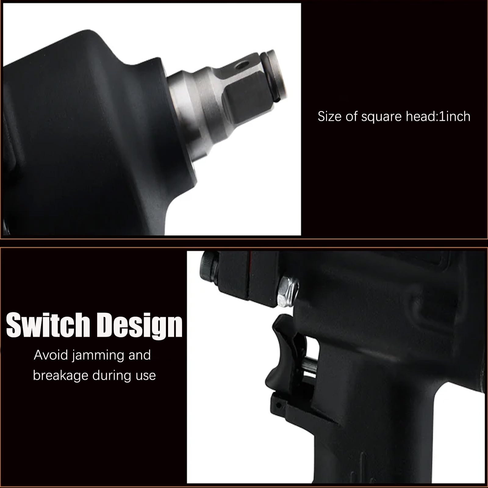 Llave de aire neumática de 1 pulgada, llave de reparación de gran par de torsión,conjunto de llaves de impacto neumáticas con maletín de transporte, 2800N de par, presión máxima de aire 17.6 lbs