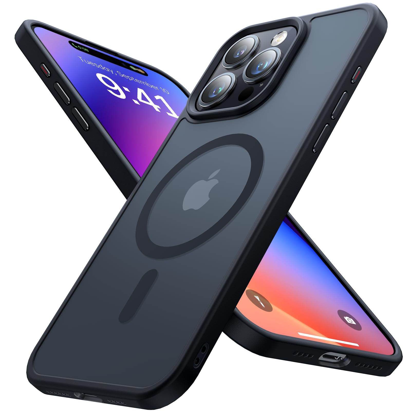 CAHEJILU Strong Magnetic for iPhone 14 Pro Max Case [Compatible with MagSafe][Military-Grade Drop Test] Shockproof Protective Slim Translucent Matte