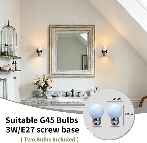 Miniatura 6 de Aplique de pared vintage para baño, luces de pared de mediados de siglo, dormitorio pasillo, espejo de iluminación de pared de metal (verde y blanco)