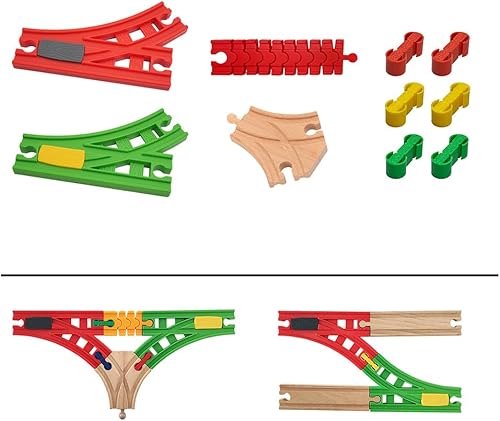 Juego de accesorios de madera para vías de tren, 10 piezas de conectores de tren, compatible con todas las principales marcas de carriles de tren,
