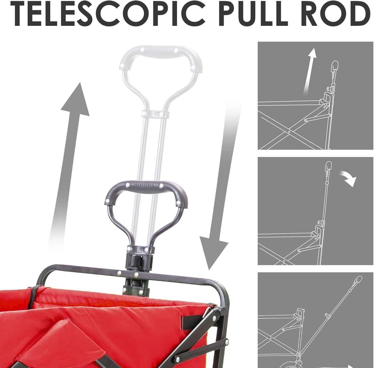 Adjustable Folding Garden Cart - Collapsible Utility Wagon for Outdoor Camping, Fishing, and Shopping - Heavy Duty 60kg/132lbs Capacity - Portable Blue Trailer