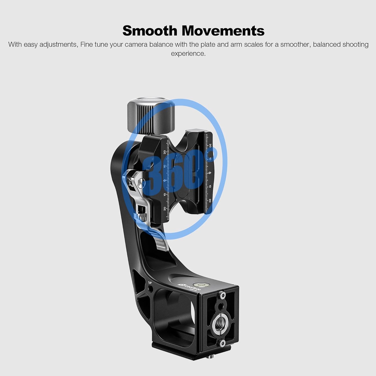 Leofoto Monopod Gimbal Head for Camera, Professional Aluminum Alloy Tripod Head with Arca-Swiss Dovetail Quick Release Plate, 360° Panoramic Shooting for DSLR Camera Up to 48lbs/22kg (MPG-02L)