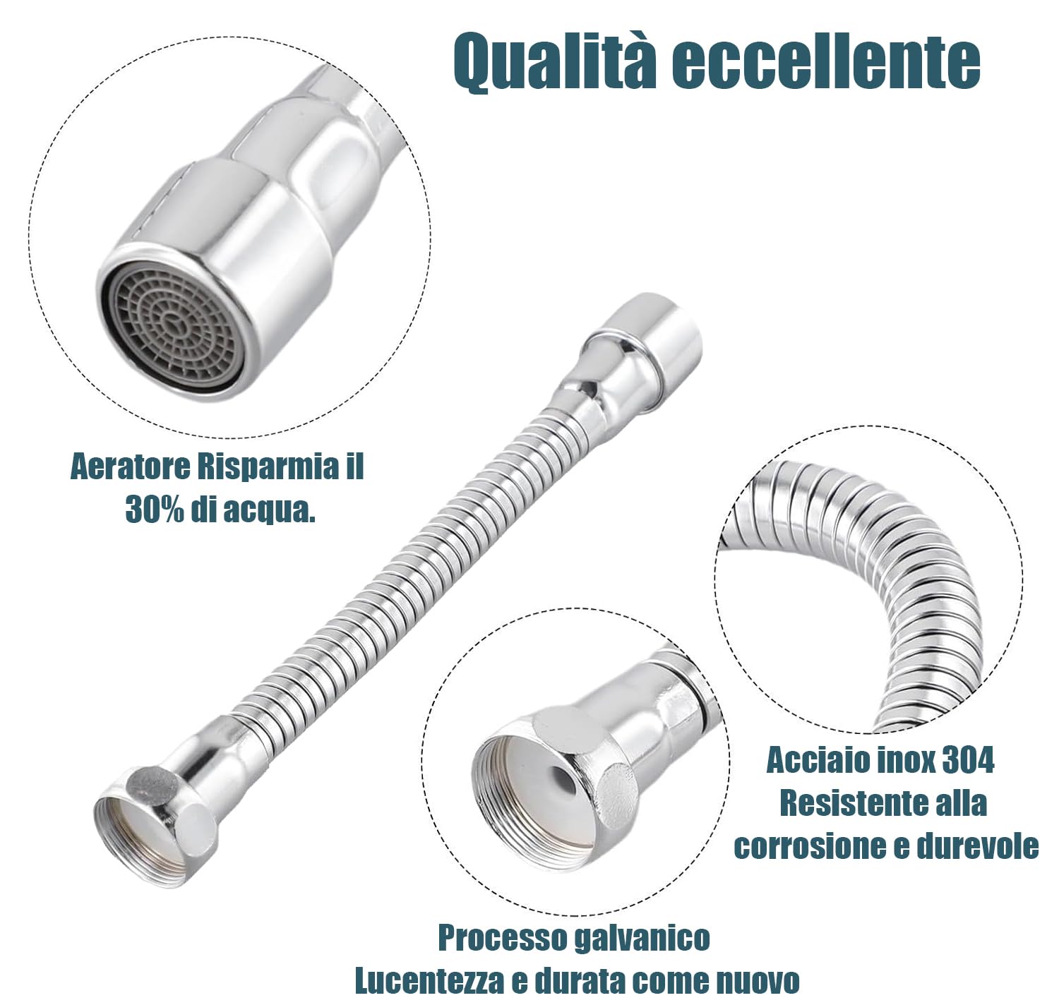 STOAT® Estensione del rubinetto. 18 cm. Realizzato in acciaio inossidabile 304. Direzione fissabile. Comodo per lavarsi i denti e lavare il viso, lavare i capelli e prendere l'acqua.