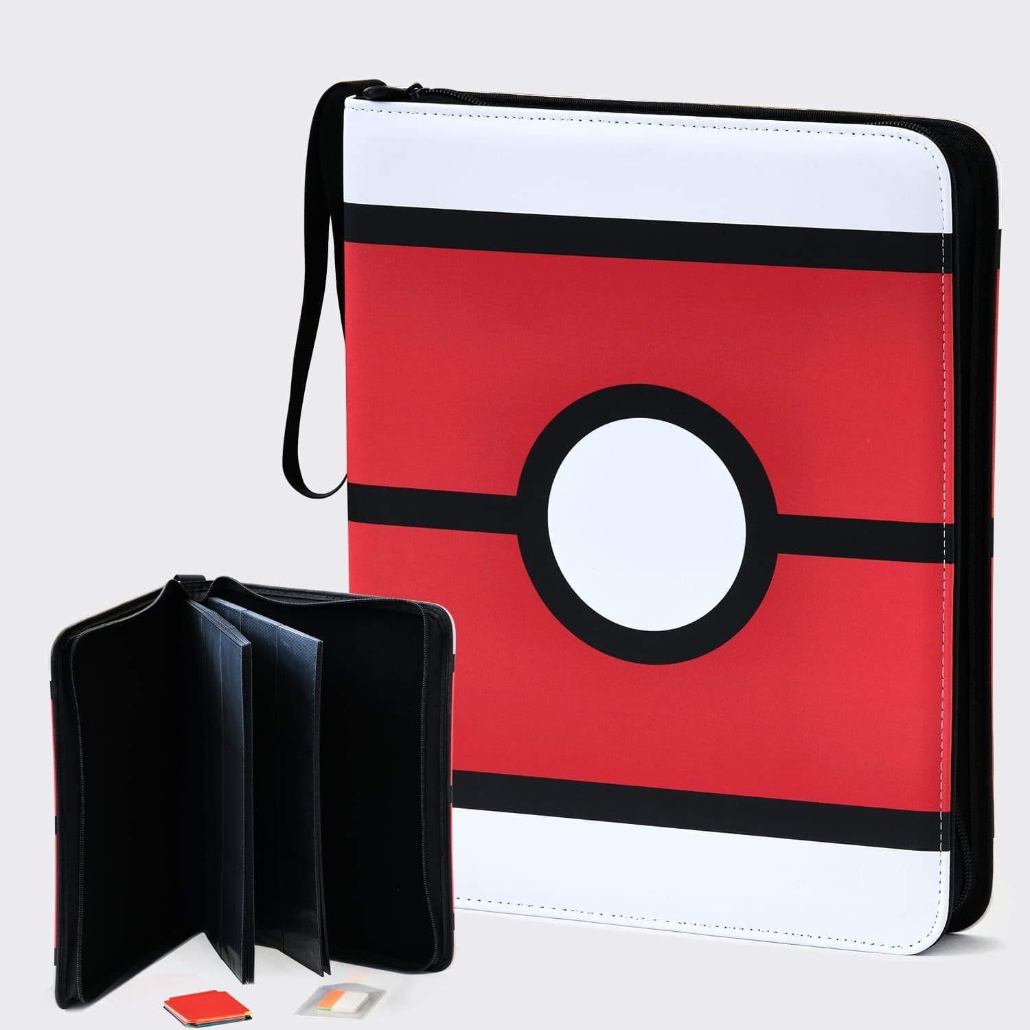 9 Pockets Trading Card Binder, PU Leather Card Folder, Trading Cards Binder with Premium Zipper, with Double Sided Pockets For 360 Card Album, Multicolored Sports Collection Binder.