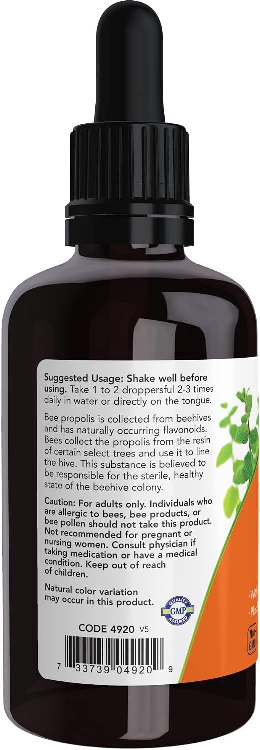NOW Supplements, Propolis Plus Extract Liquid with Dropper, Herbal Supplement, 2-Ounce