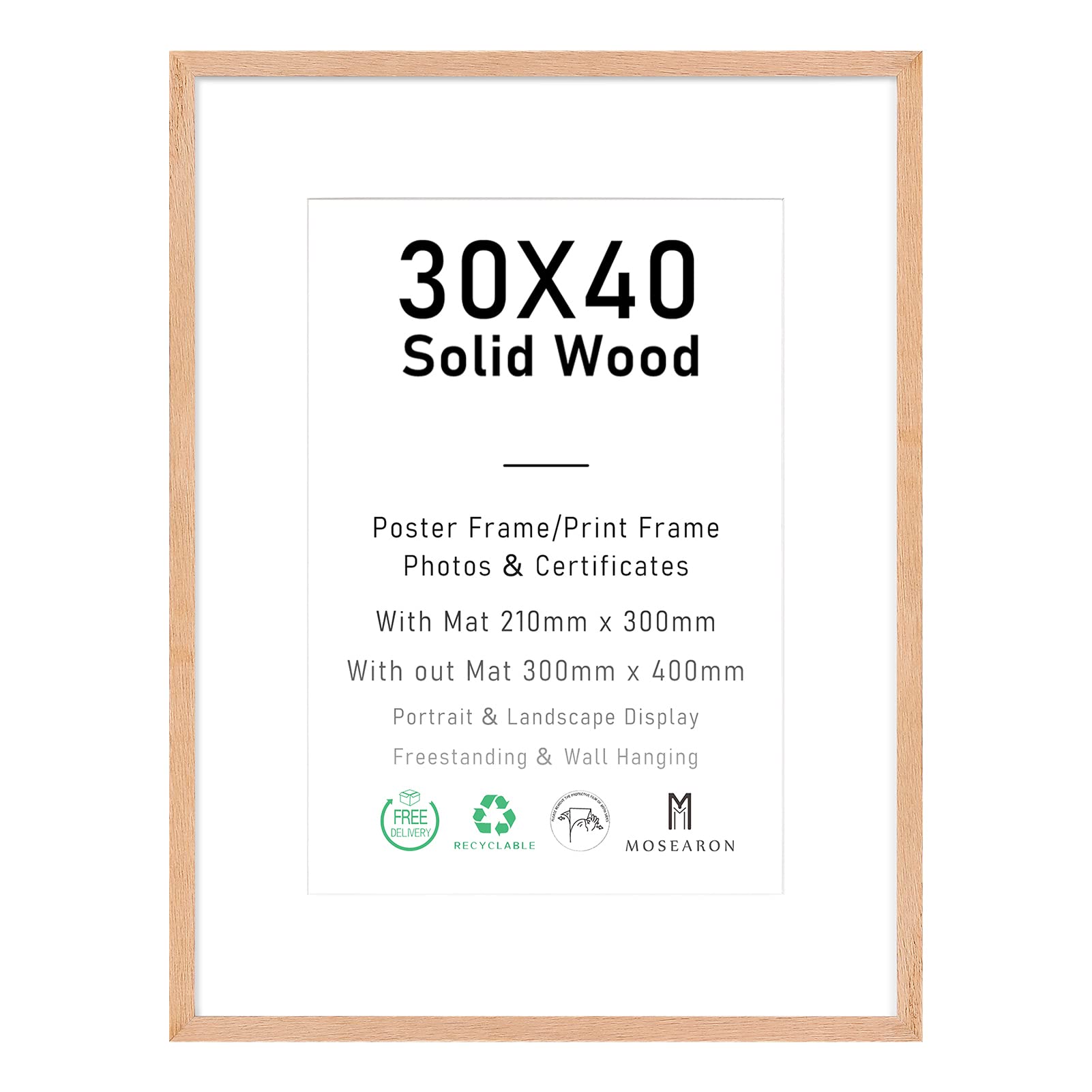 ATOBARTOak Wood Picture Frame - 30 x 40cm