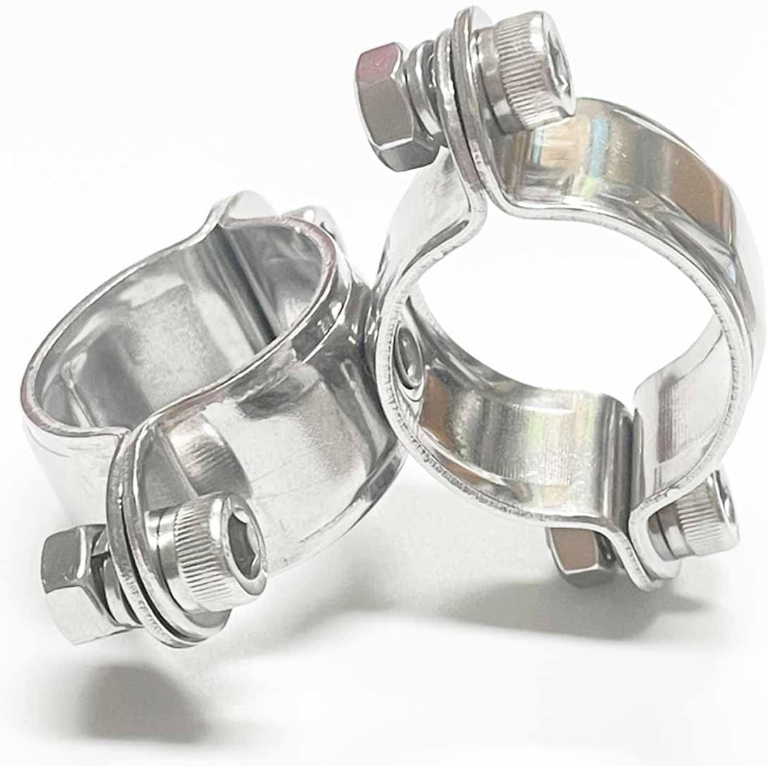 Boat Marine Dual Swivel Exhaust Band Clamp, 360 Degree Stainless Steel Butt Joint Exhaust Tube Connector, Muffler Ends Pipe Clamp for 1.1"-1.25" ID Pipes, 1 Pack
