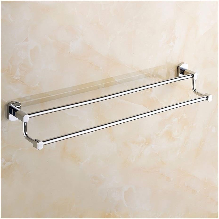 30-100cm double towel rack with hooks, wall mounted, waterproof, copper plated, chrome, bathroom rack for towels, bathrobe, dishcloths in bathroom/kitchen, aw D-26 (40