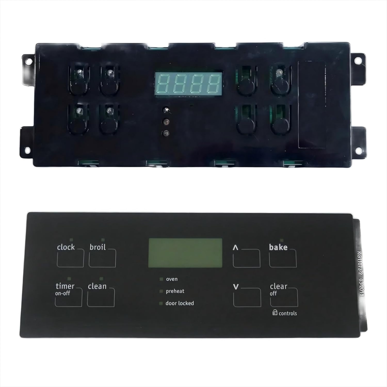 5304511908 Oven Electronic Control Board and 316419140 Overlay - for Electrolux Frigidaire Cooktop Stove Parts Replacement - Range Oven Electronic Control Board Clock and Black Overlay Key Pad