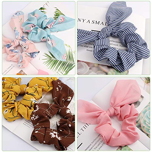 Aoprie 20Pcs Hair Bunny Scrunchies With Bow Elegant Hair Elastics Bunny Ear Scrunchies Chiffon Scrunchies Hair Bow Chiffon Ponytail Holder Bobbles Soft Bow Scrunchies For Women Hair Bands Hair Ties #TOP1