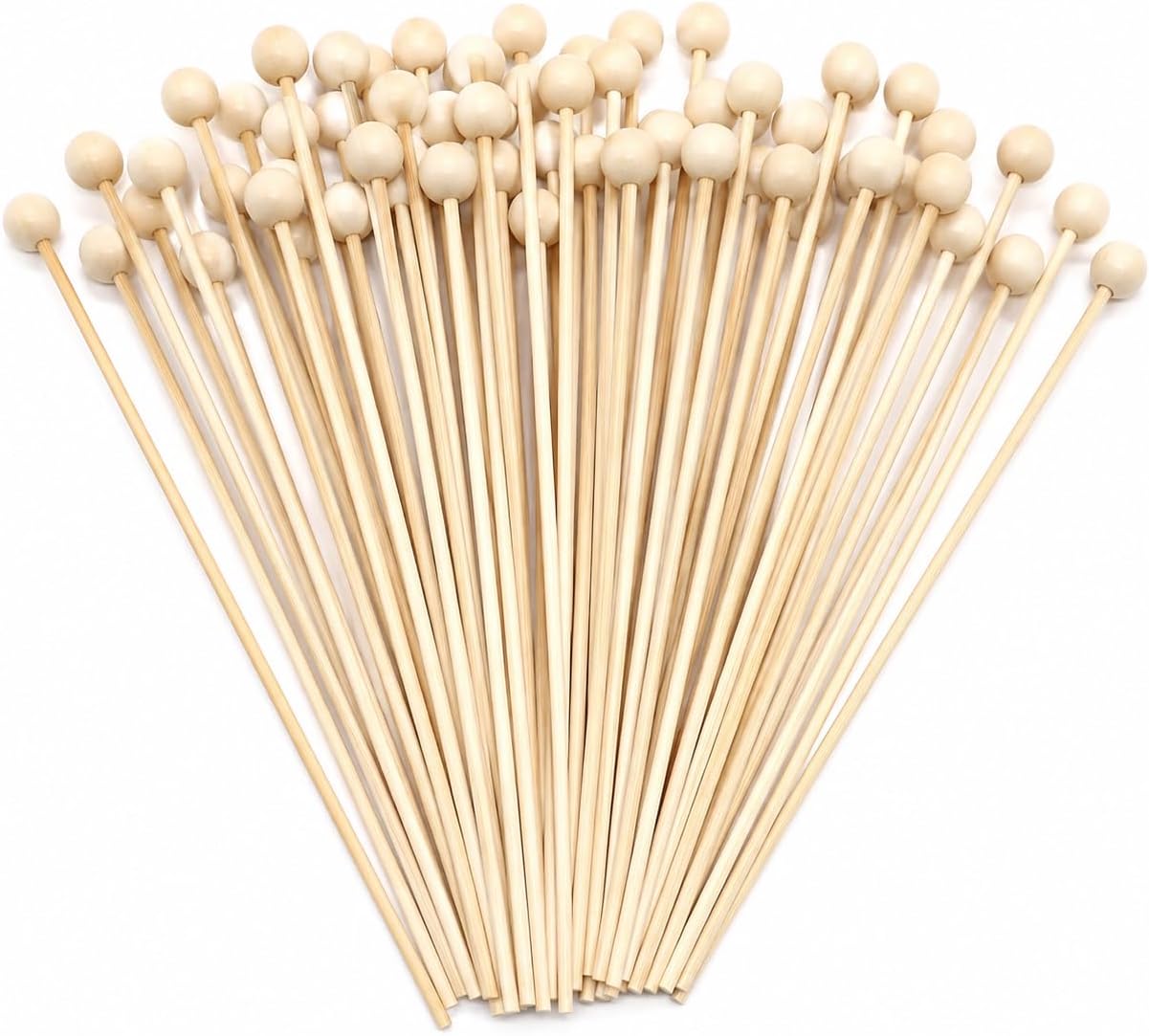 Rock Candy Stick with Ball, 100 PCS, 6-inch Natural Bamboo