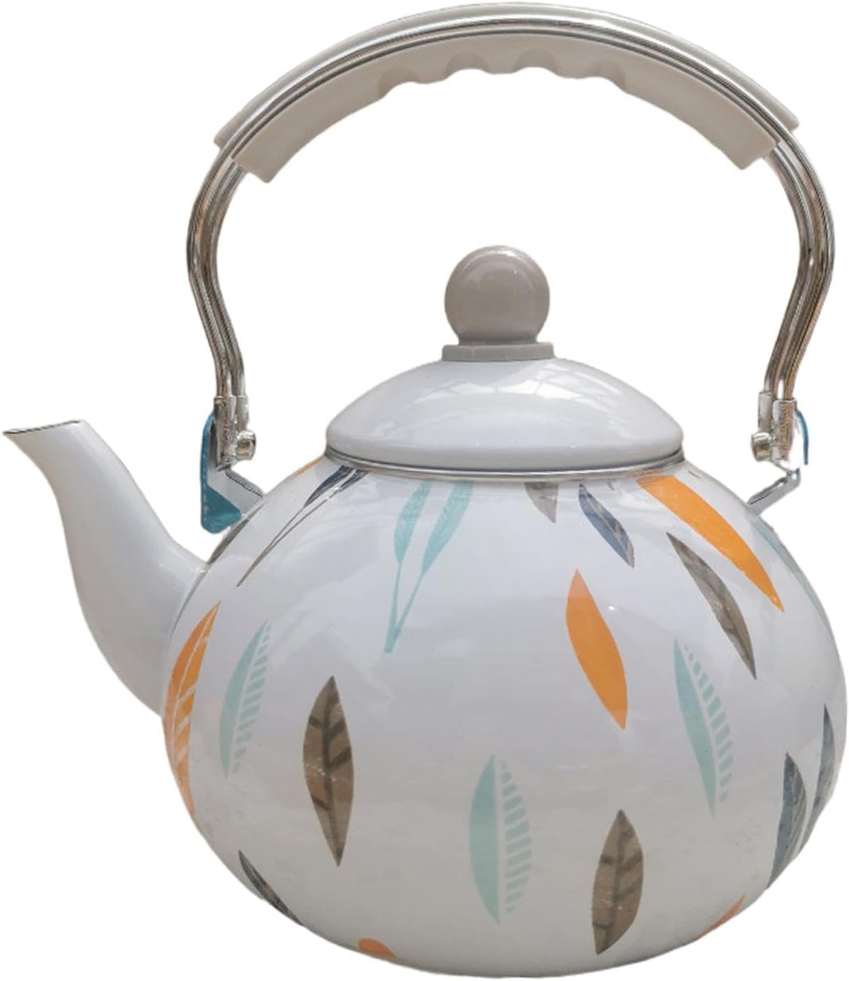 Enamel Teapot 3L with Handle,Large Capacity Vintage Sturdy Water Kettle Leaf Enamel Pot for Household Kitchen Decor Hot Water