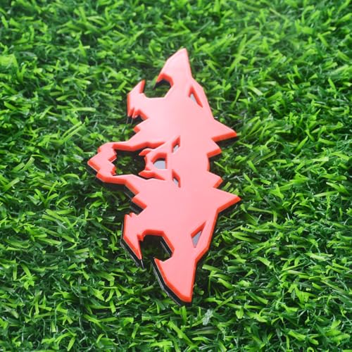 Image of 1x Wolf Emblems 3D Tailgate Side Badges Logo Fit for Tsla Cybertruck Car Truck Motorcycles (Black Red)
