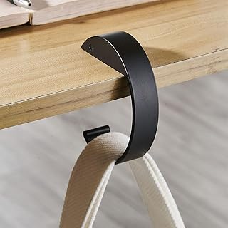 メタルパーステーブルフック デスクエッジハンギングフック C型ハンドバッグホルダー 2個パック レストラン/バー/オフィスデスクトップ用バッグハンガー (ブラック)