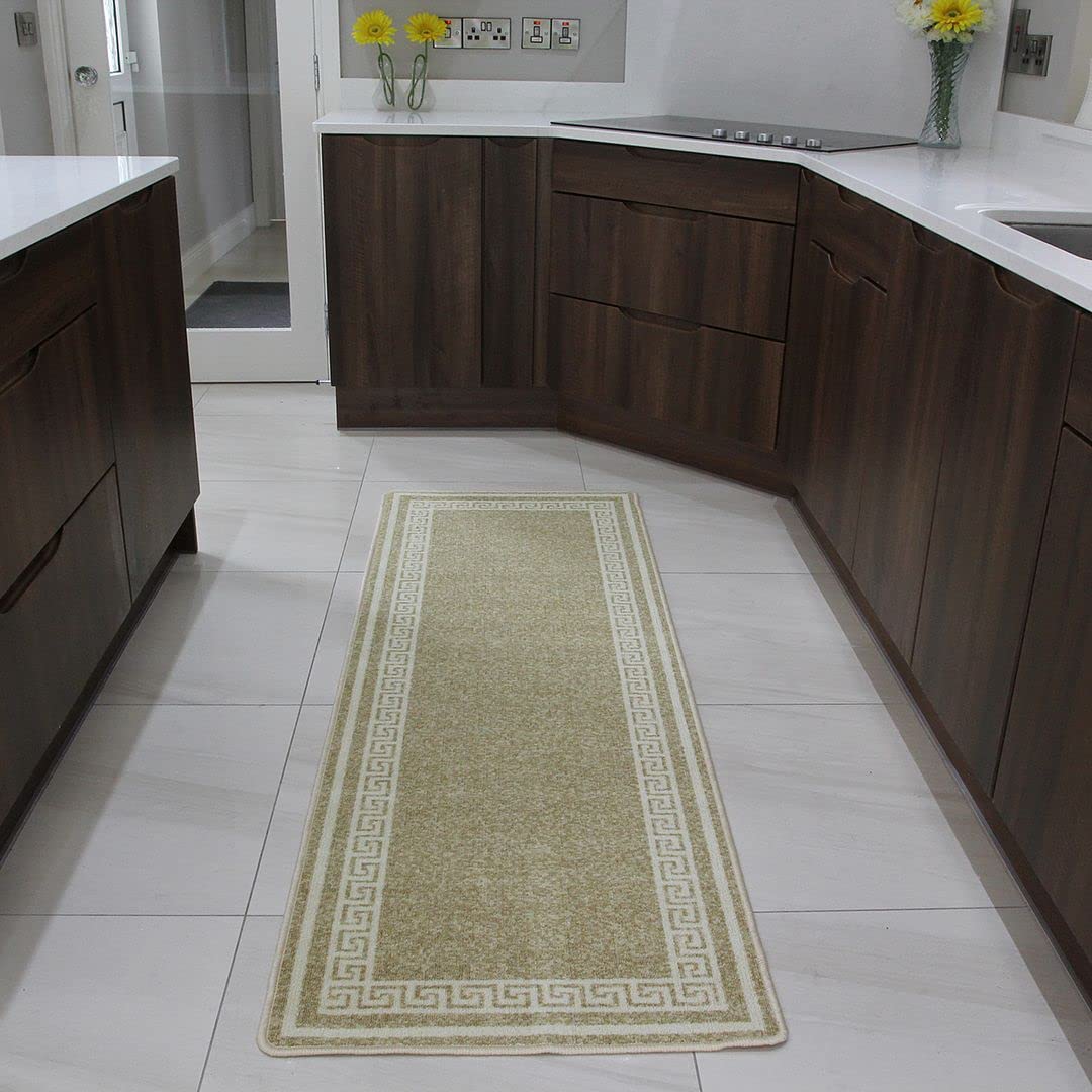 The Rug House Hardwearing Beige Multi Purpose Long Small Large Washable Rugs Luna- 9