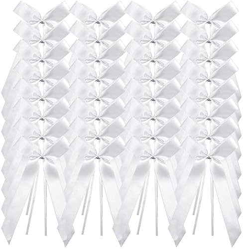 Auped Lazo Coche Boda, 100 Piezas Lazo Blanco, Lazos para Coche de Boda, Lazo Decorativo, Arco de Coche de Boda, para Bodas, Cumpleaños, Decoración de Fiesta de Navidad Cover