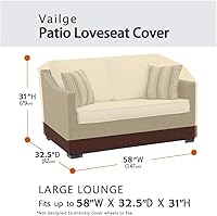 Vista 2 de Vailge Funda de sofá biplaza para banco de patio de 2 plazas, 100% impermeable, funda para muebles de patio con ventilación de aire, tamaño S beige