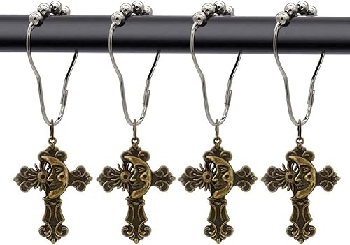 Ganchos decorativos para cortina de ducha para baño, cortina de ducha Juego de 12 anillos de cortina de acero inoxidable a prueba de óxido, con