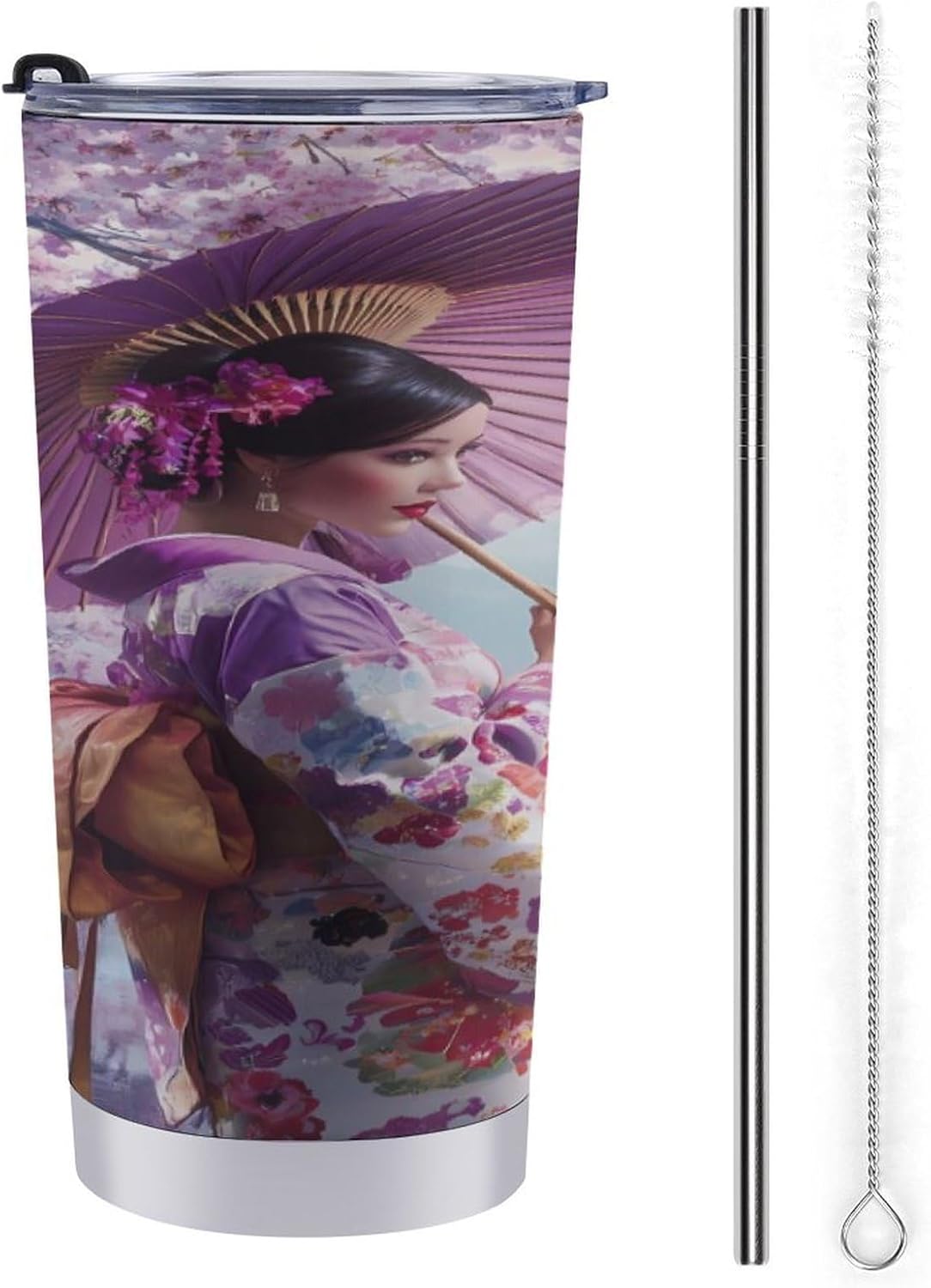 Japanese Kimono Beauty Geisha Travel Coffee Mug Stainless Steel Insulated Tumbler Water Bottle Tea Cup for Home Office