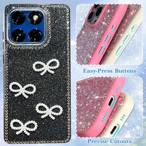 Image of DIZORO for Motorola Moto Edge 60 Fusion 5G / Edge 60 5G Cover,Cute Bow Tie Aesthetic Phone Case,Trendy Slim Hard IMD Shockproof Protective Bumper Designer Phone Back Cover for Women Girls Black